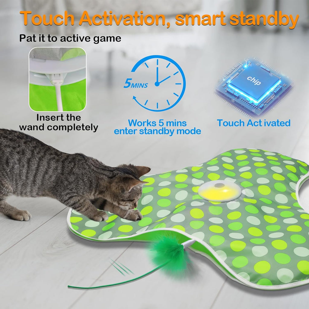 Interactive Cat Toys,Moving Concealed Feathers Toy for Indoor Cats