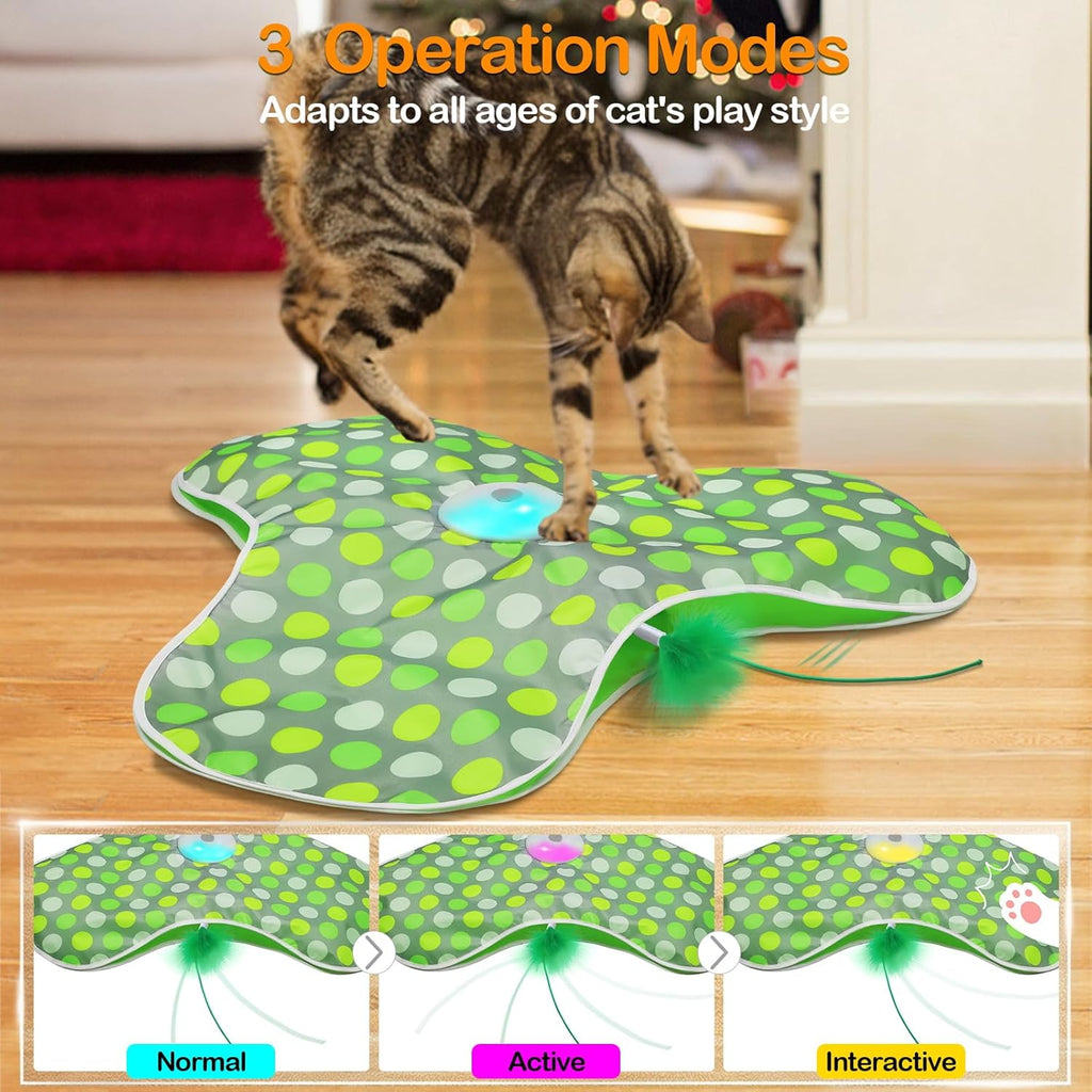 Interactive Cat Toys,Moving Concealed Feathers Toy for Indoor Cats