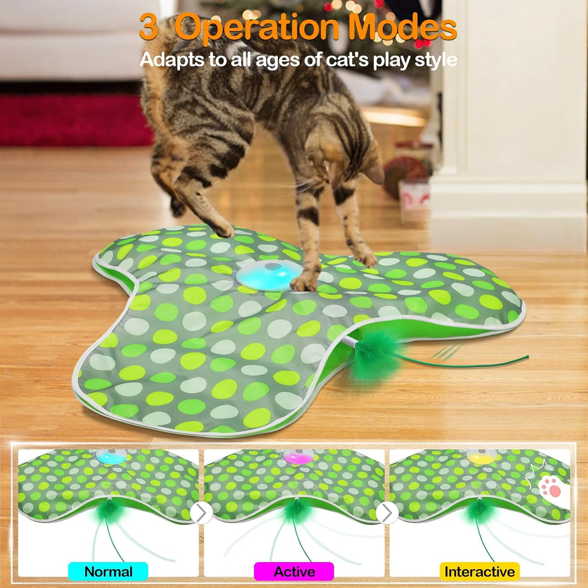 Interactive Cat Toys,Moving Concealed Feathers Toy for Indoor Cats