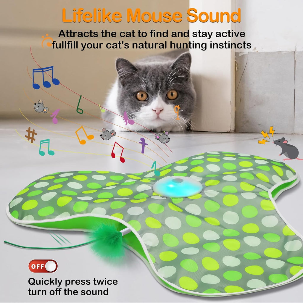 Interactive Cat Toys,Moving Concealed Feathers Toy for Indoor Cats