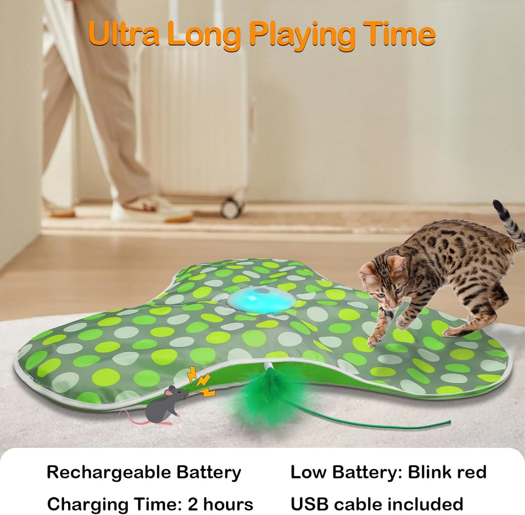 Interactive Cat Toys,Moving Concealed Feathers Toy for Indoor Cats